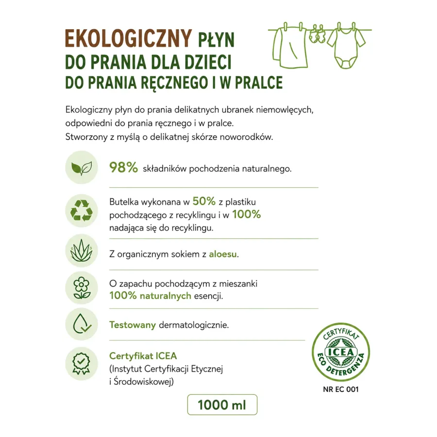 Suavinex ekologiczny płyn do prania ubranek z certyfikatem ICEA