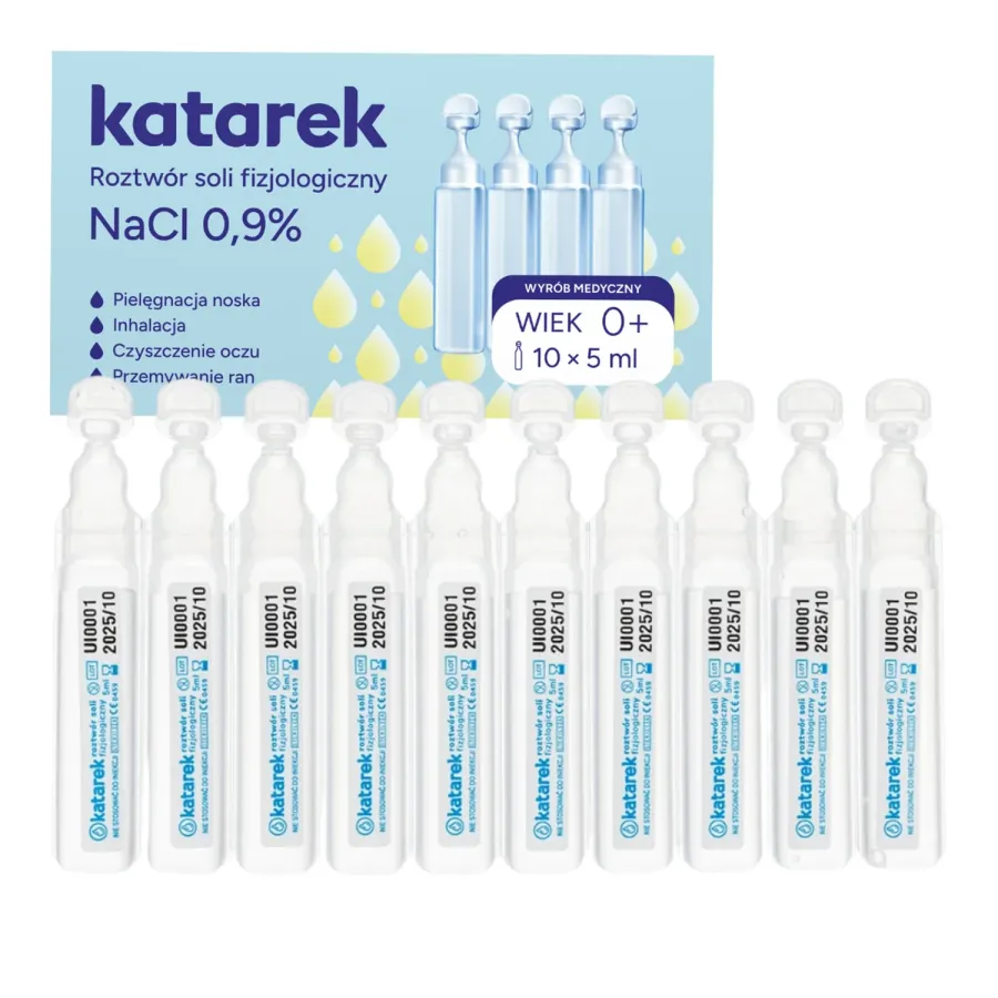 Katarek Secure+ sterylny roztwór soli fizjologicznej 10 x 5 ml