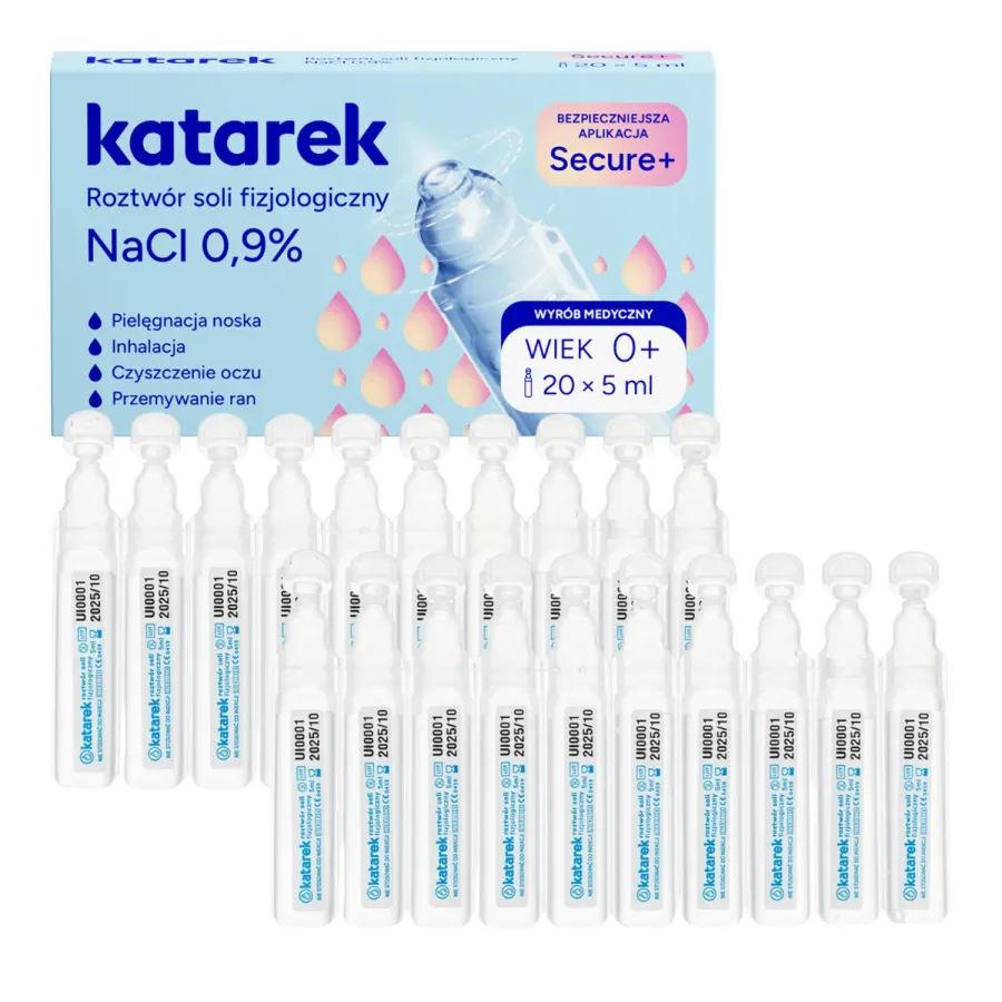 Katarek Secure+ sterylny roztwór soli fizjologicznej 20 x 5 ml