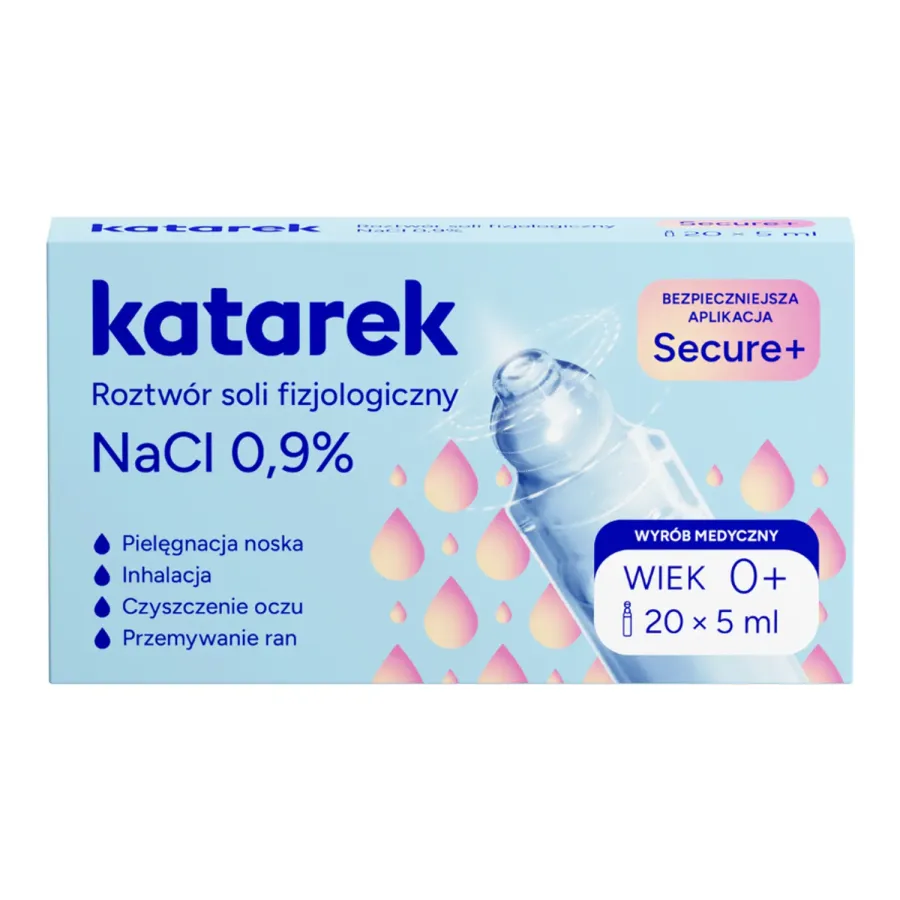 Katarek Secure+ sterylny roztwór soli fizjologicznej 20 x 5 ml