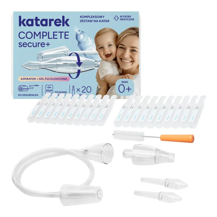 Katarek Complete Secure+ aspirator do nosa z solą fizjologiczną 20 x 5 ml