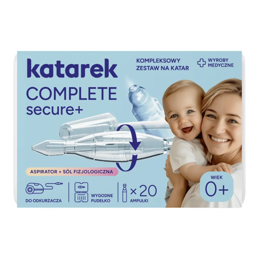 Katarek Complete Secure+ aspirator do nosa z solą fizjologiczną 20 x 5 ml