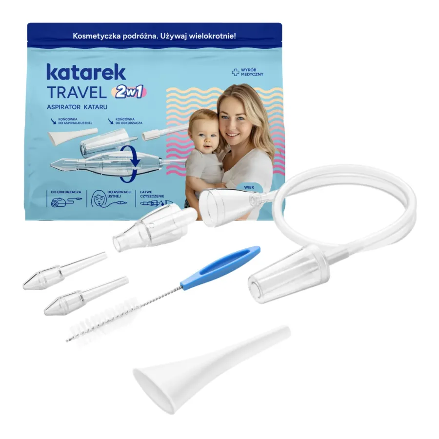 Katarek Travel 2w1 aspirator do nosa ustny i do odkurzacza