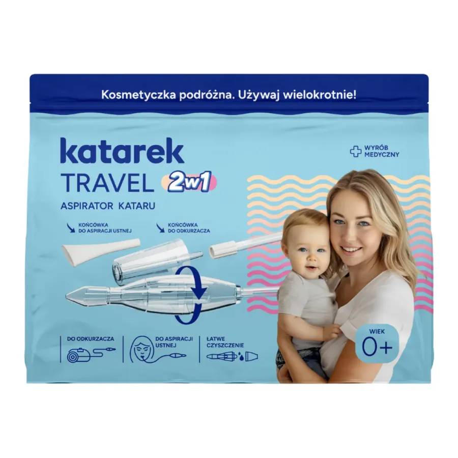 Katarek Travel 2w1 aspirator do nosa ustny i do odkurzacza