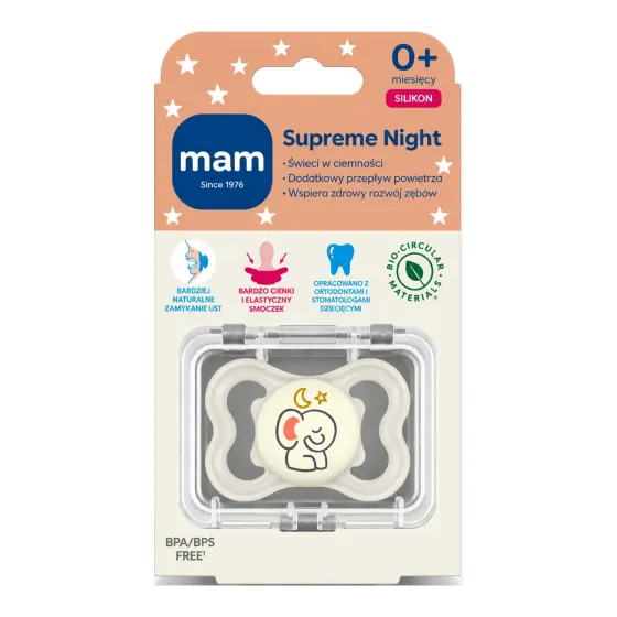 MAM Supreme Night ortodontyczny smoczek silikonowy 1 sztuka