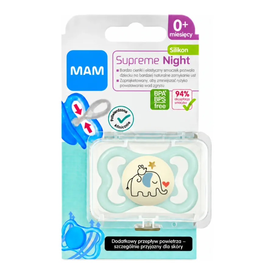 MAM Supreme Night ortodontyczny smoczek silikonowy 1 sztuka