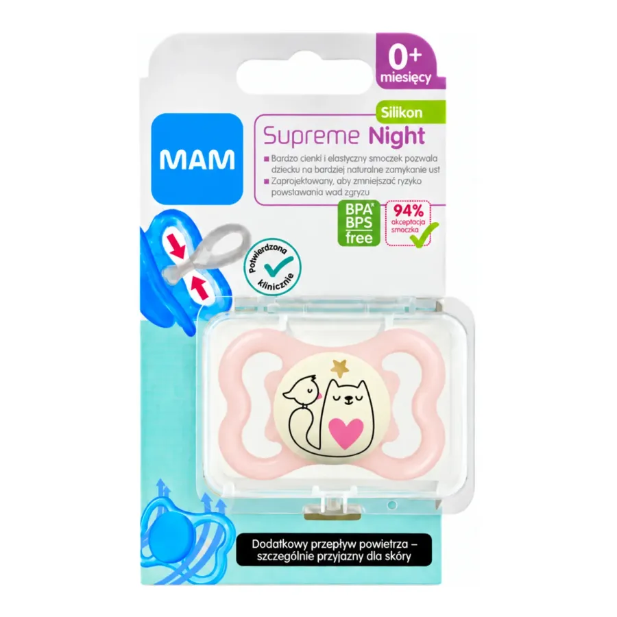 MAM Supreme Night ortodontyczny smoczek silikonowy 1 sztuka