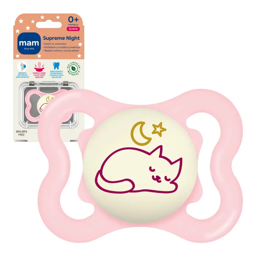 MAM Baby Supreme Night 0m+ smoczek ortodontyczny świecący