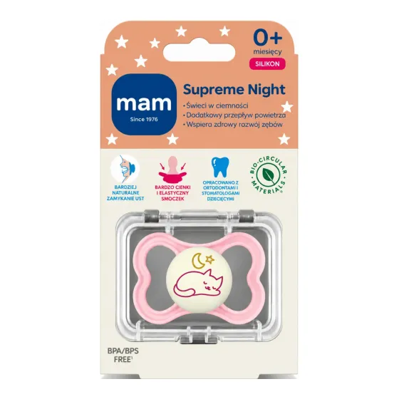 MAM Supreme Night ortodontyczny smoczek silikonowy 1 sztuka