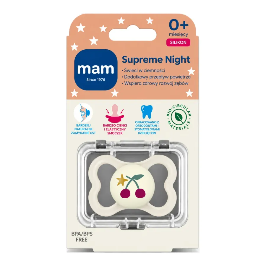 MAM Supreme Night ortodontyczny smoczek silikonowy 1 sztuka