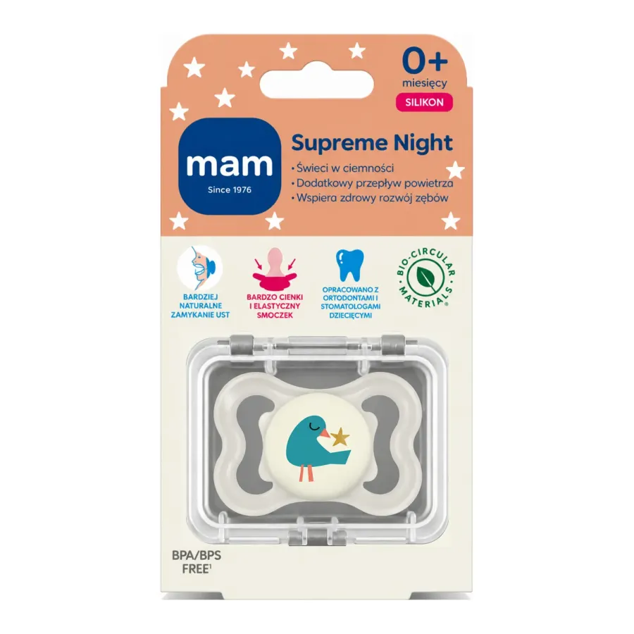 MAM Supreme Night ortodontyczny smoczek silikonowy 1 sztuka