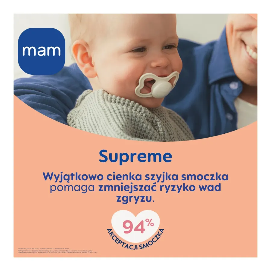 MAM Supreme Night smoczek dla niemowląt z silikonem SkinSoft
