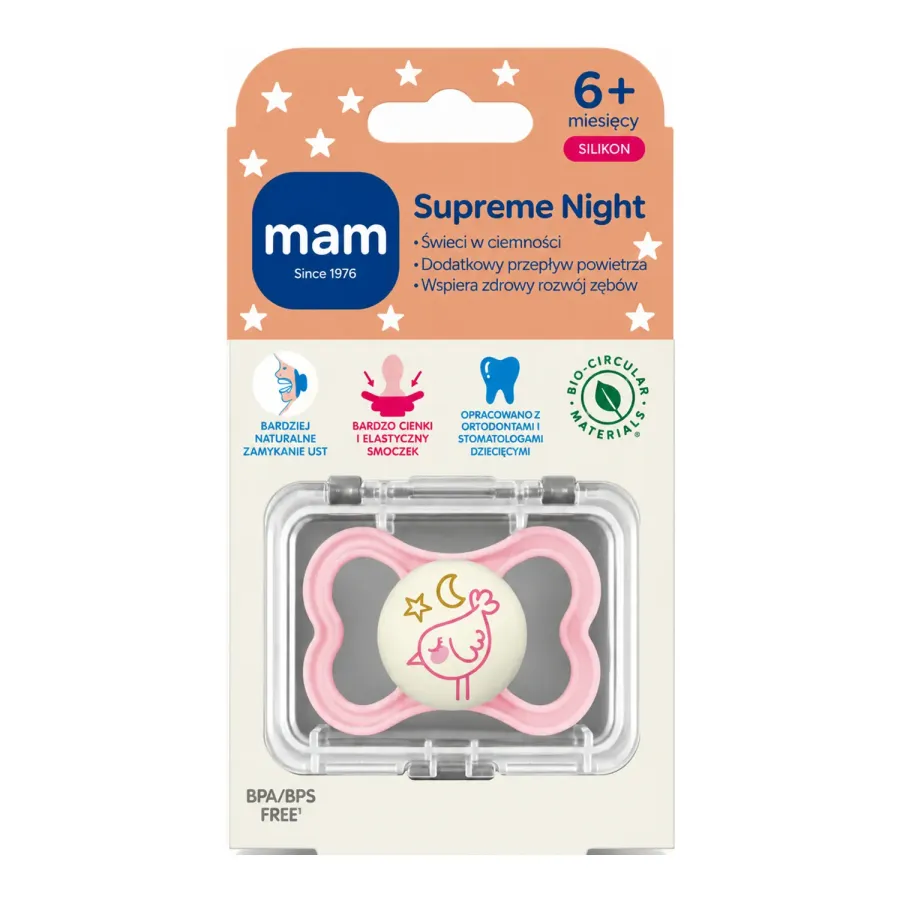 MAM Supreme Night ortodontyczny smoczek silikonowy 1 sztuka