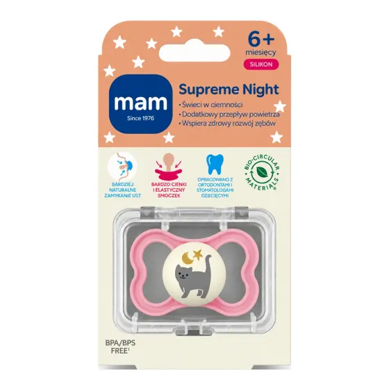 MAM Supreme Night ortodontyczny smoczek silikonowy 1 sztuka
