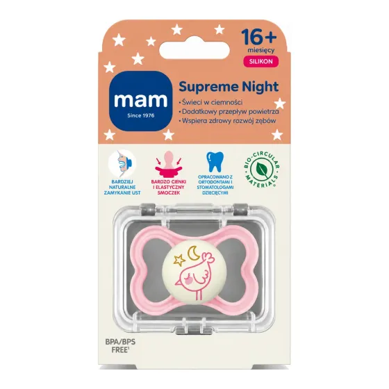 MAM Supreme Night ortodontyczny smoczek silikonowy 1 sztuka