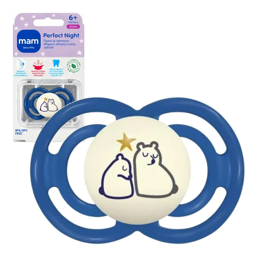 MAM Perfect Night smoczek dla niemowląt z silikonem SkinSoft