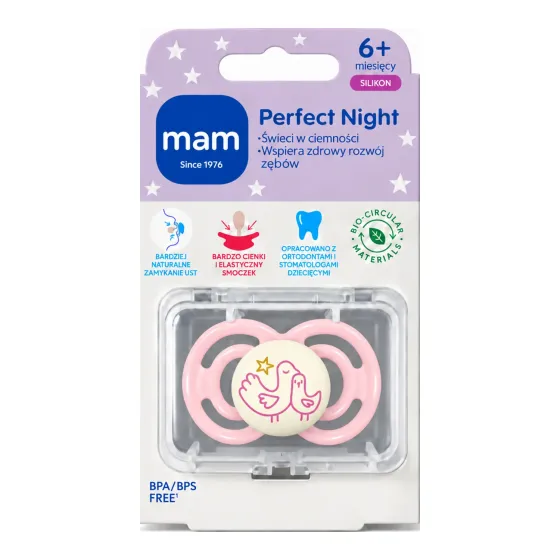 MAM Perfect Night smoczek dla niemowląt z silikonem SkinSoft