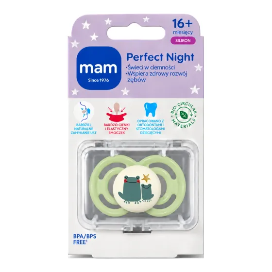 MAM Perfect Night smoczek dla dziecka 16m+ z silikonem SkinSoft