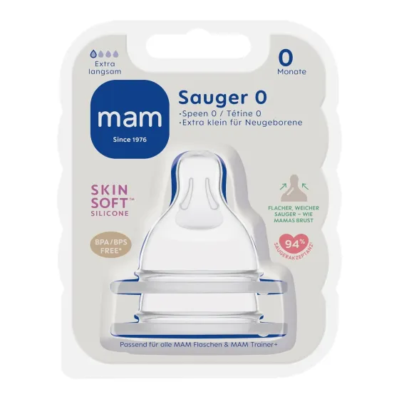 MAM Baby smoczek do butelki rozmiar 0 0m+ 2 sztuki