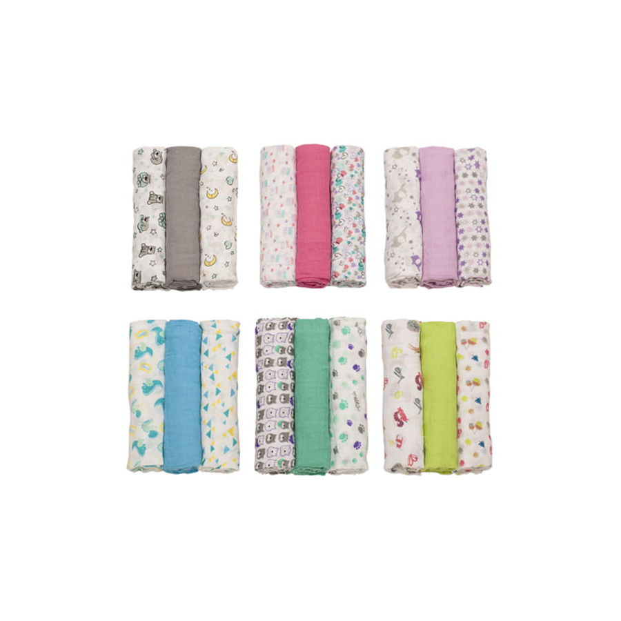 Babyono Pieluszka Bawełniana Muślinowa Super Miękka 3 sztuki