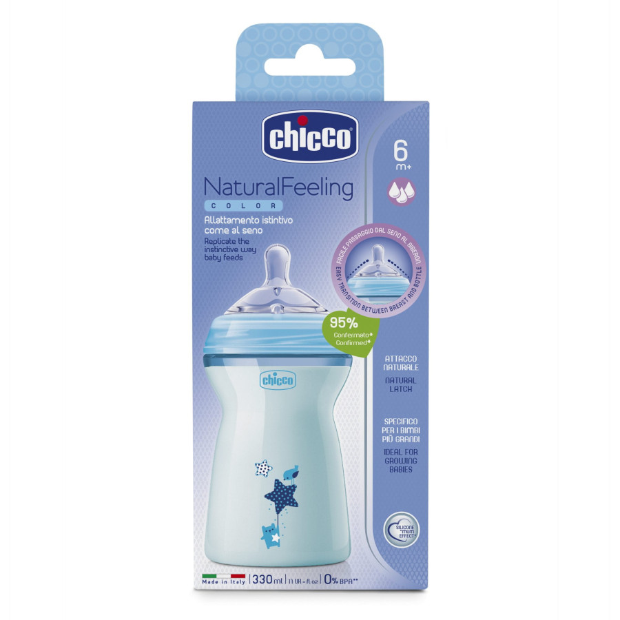 Chicco Butelka Natural Feeling 330ml ze smoczkiem 6m+
