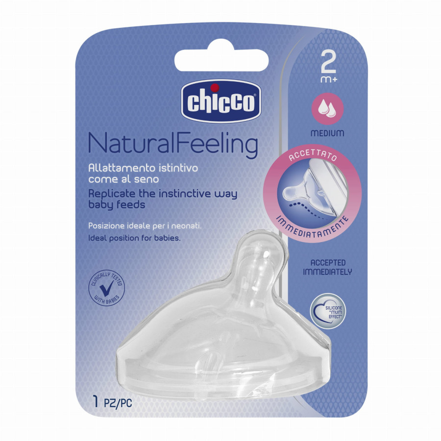 Chicco Smoczek do butelki Natural Feeling 2m+ średni przepływ 2 sztuki
