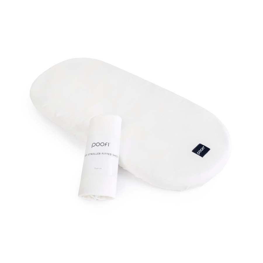 Poofi Prześcieradło bawełniane do wózka gondoli 75x35cm Śmietanka