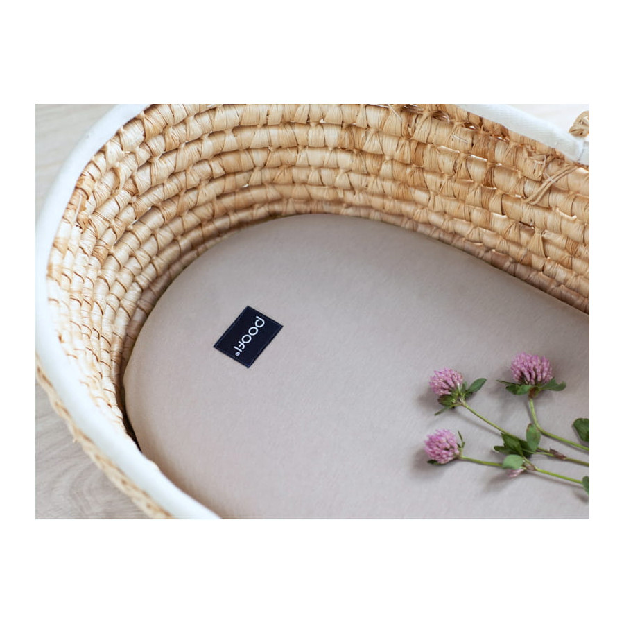 Poofi Prześcieradło bawełniane do wózka gondoli 75x35cm Latte