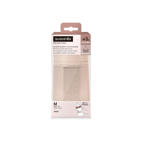 Suavinex Butelka Silikonowa antykolkowa SX PRO 240 ml smoczek M 3m+