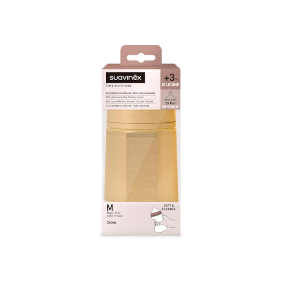 Suavinex Butelka Silikonowa antykolkowa SX PRO 240 ml smoczek M 3m+