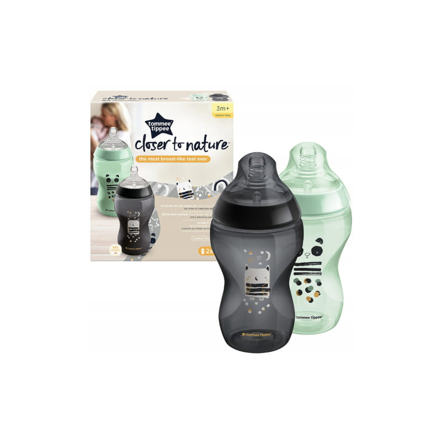 Tommee Tippee Butelka antykolkowa 2x 340ml 3m+ średni przepływ