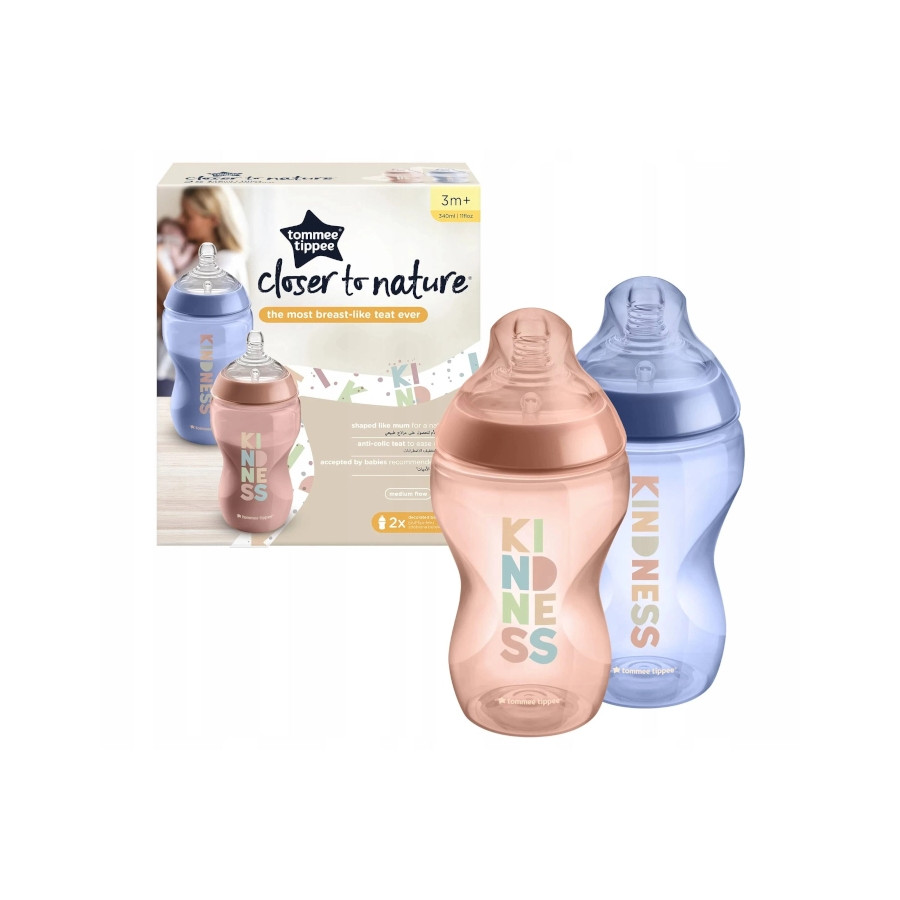 Tommee Tippee Butelka antykolkowa 2x 340ml 3m+ średni przepływ