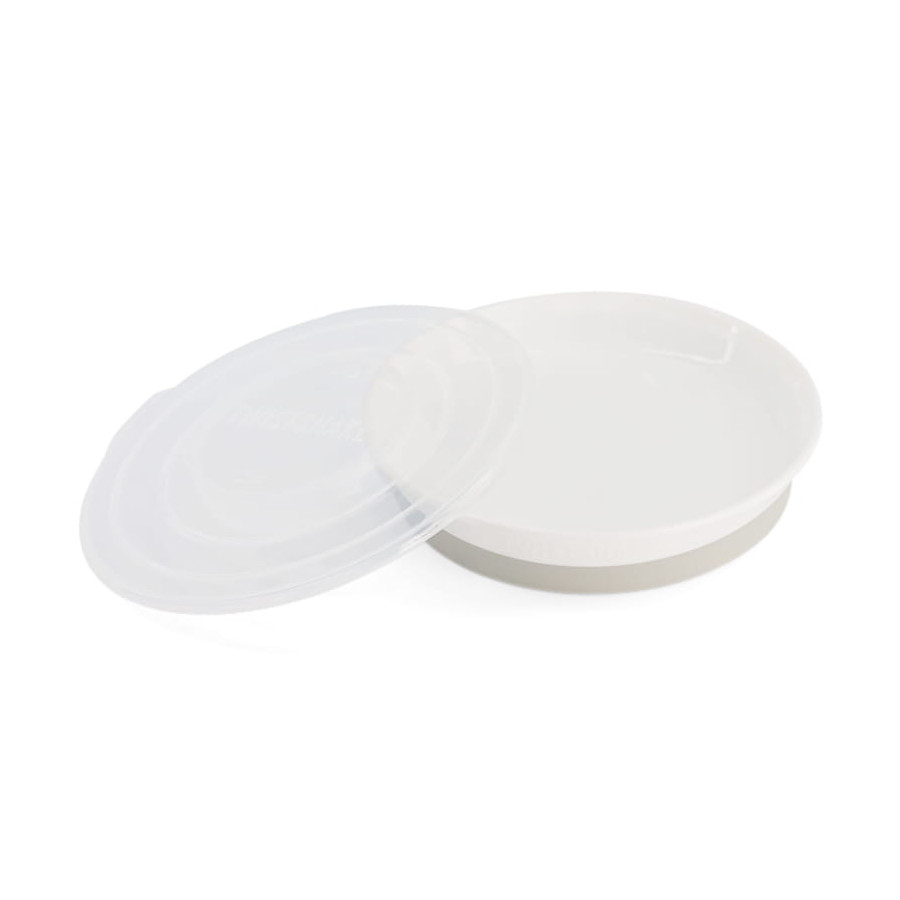 Twistshake Talerz z pokrywką Pastel White