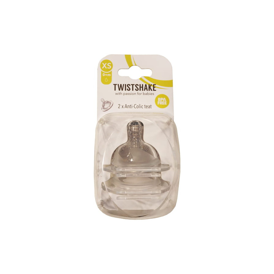 Twistshake Smoczek do butelki antykolkowy 0m XS wolny 2 sztuki