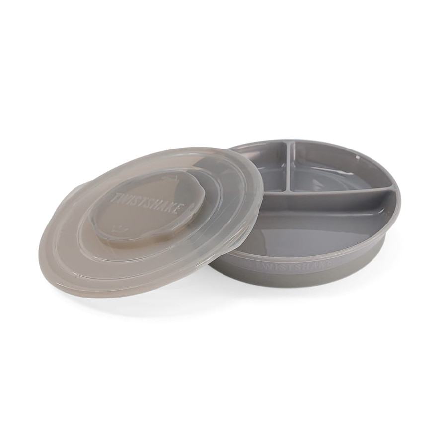 Twistshake Talerz z przegródkami i pokrywką Pastel Grey
