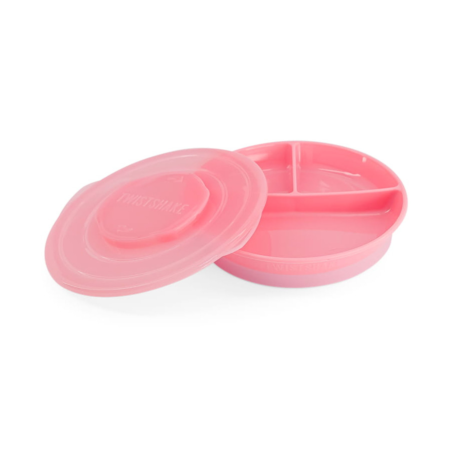 Twistshake Talerz z przegródkami i pokrywką Pastel Pink