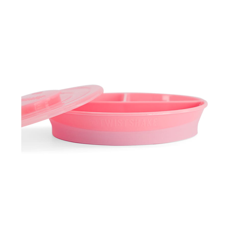 Twistshake Talerz z przegródkami i pokrywką Pastel Pink