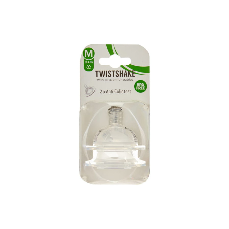 Twistshake Smoczek do butelki antykolkowy 2m+ M średni 2 sztuki